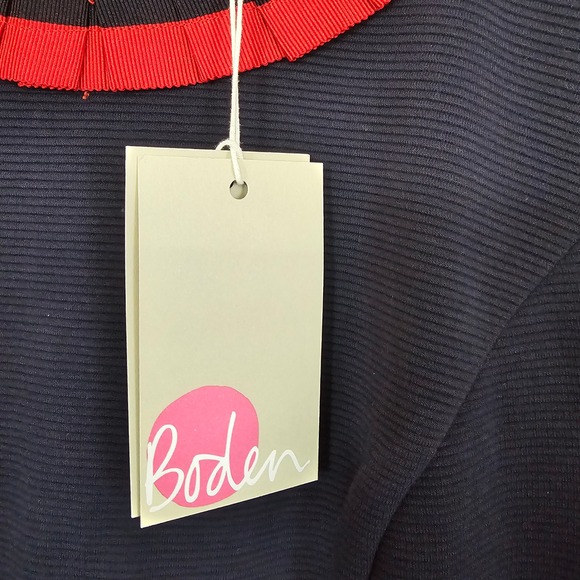 Boden NWT Polperro Ottoman Dress Navy Blue Red Sheath Pencil  8 Office Preppy - Picture 5 of 13